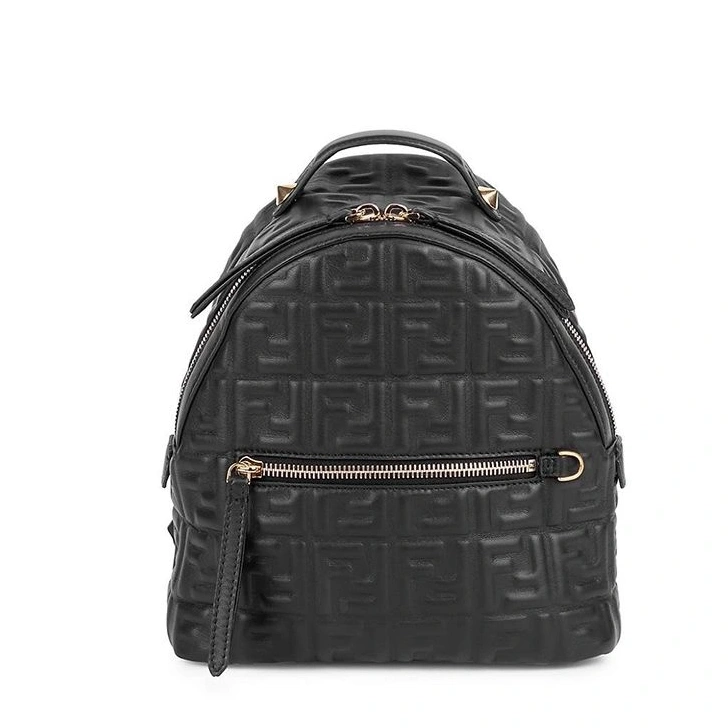 Cheap Fendi FF Nappa Mini Black In Motif Leather Backpack 0811